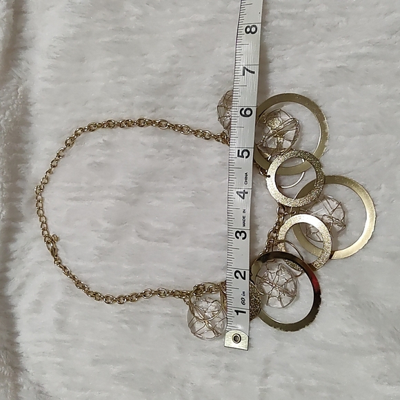 Napier Gold Statement Necklace w/ Clear Beads wrapped in gold wire- Great cond. - Picture 3 of 4